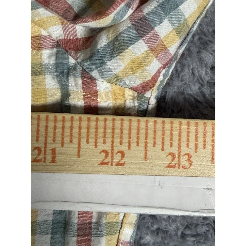 J Crew Slim Untucked Fit Flex Washed Plaid Multicolor Button Down Mens XL Preppy
